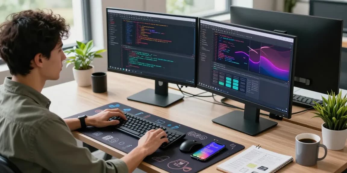 Download Telegram on a sleek modern workspace, highlighting advanced coding and app development.