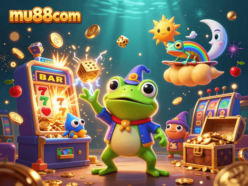 Spin to win at mu88com with vibrant slots overflowing with coins and colorful casino games.