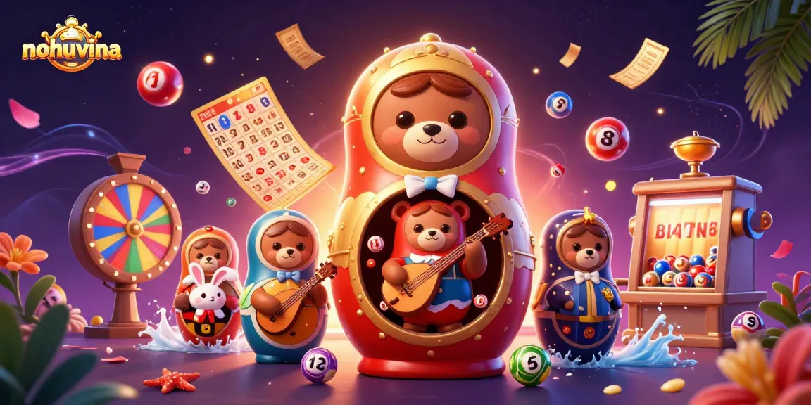 Join the excitement of nohuvina's lottery scene with playful bears and vibrant elements.