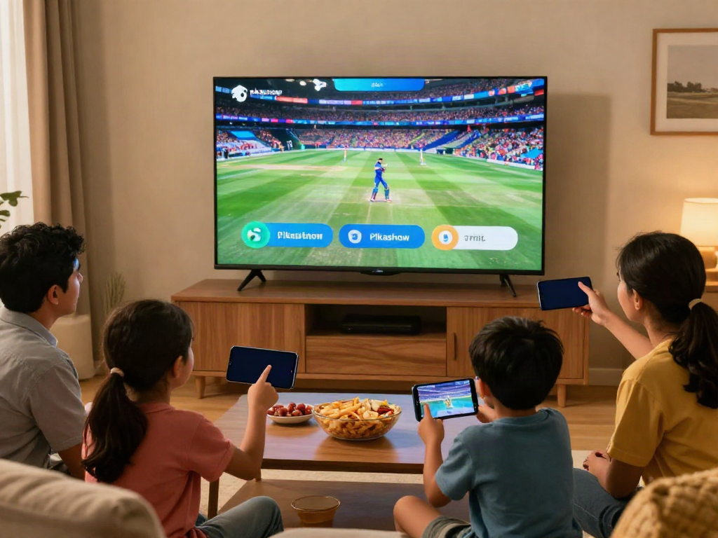Pikashow Latest Version streaming a family movie night with cozy ambiance.