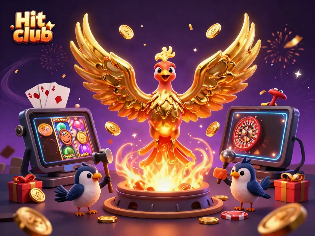 Experience the thrilling world of Hit club with golden phoenix and casino games in a vibrant celebration.