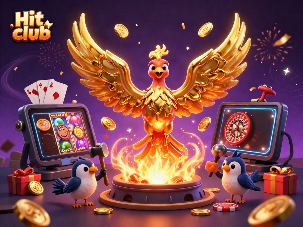 Experience the thrilling world of Hit club with golden phoenix and casino games in a vibrant celebration.