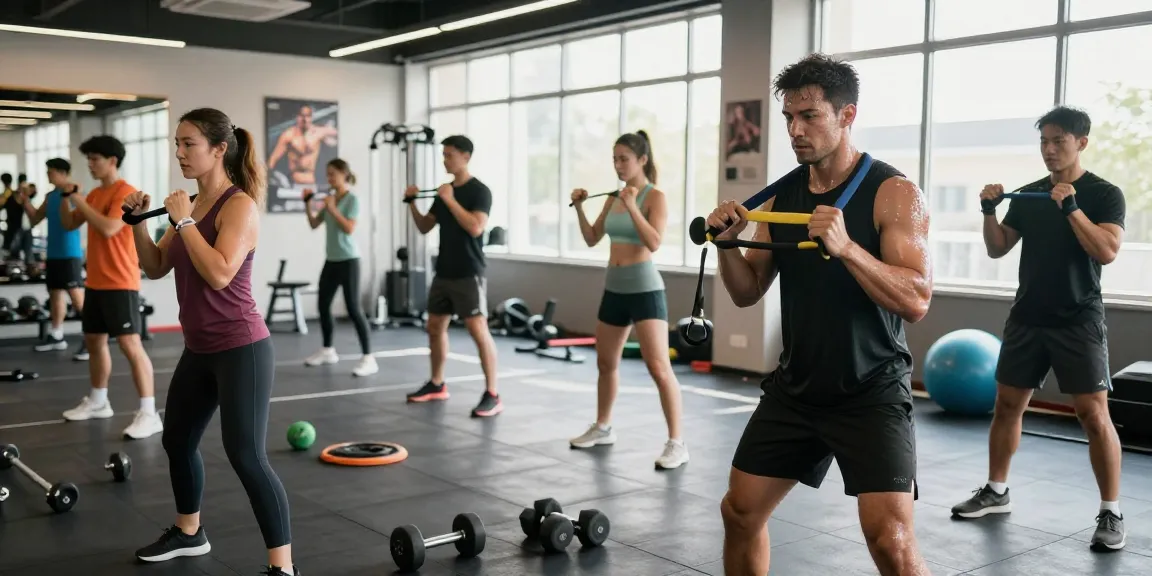 Atletische personen trainen krachtig in de Unique Pharma Steroïden Winkel gym, energieke sfeer met motivaties.