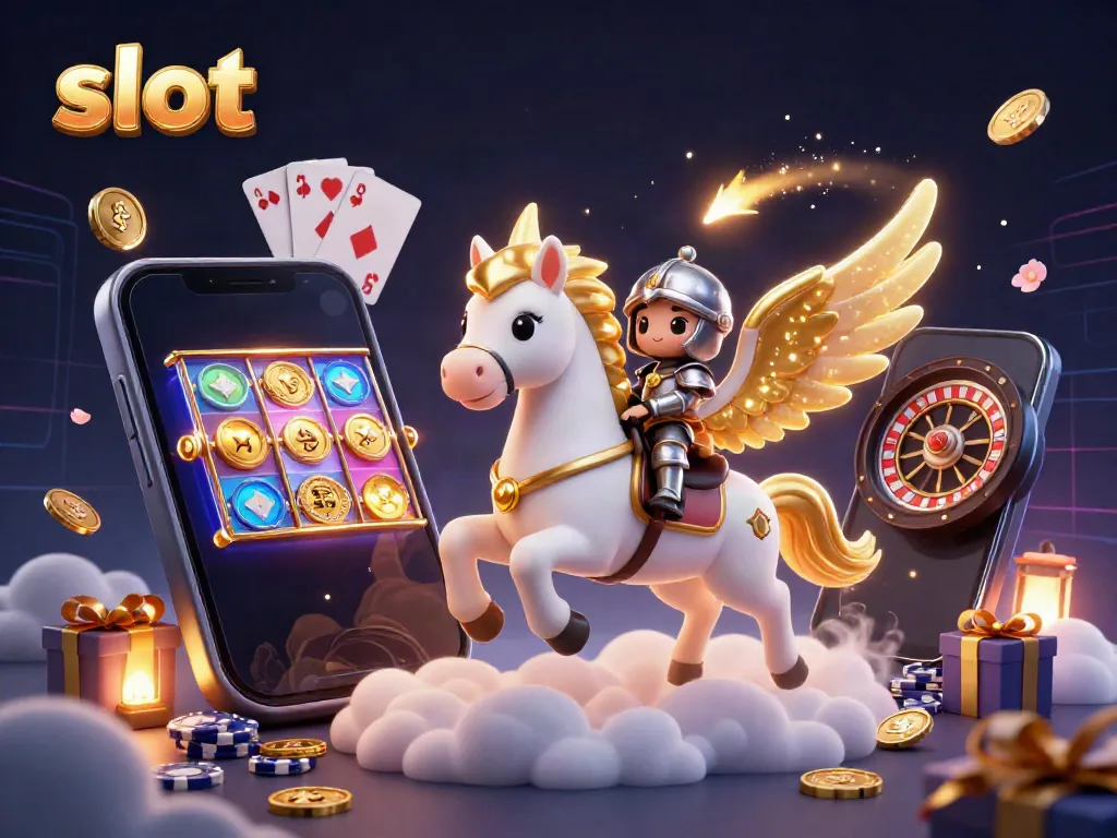 Engage with thrilling slot gameplay as golden coins and cards emerge from the phone screen