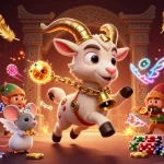 Sunwin players enjoy a vibrant 3D casino scene with festive characters and exciting gambling elements.